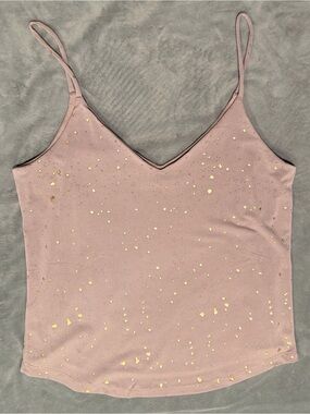 Sincerely Jules Metallic Accent Spaghetti Strap Tank Top, fully lined -Size S